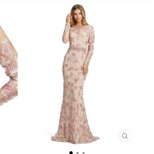 NWT MAC DUGGAL FLORAL EMBROIDERED LONG SLEEVE TRUMPET GOWN size 10 style 79281
